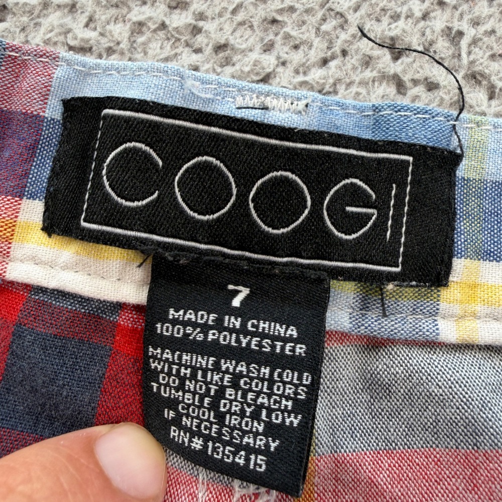 COOGI Boys Plaid Shorts Size 7 Multi Color Australian Flag Patch Y2K Streetwear - Picture 5 of 6